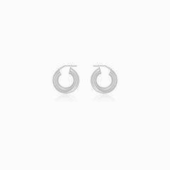Sterling Silver Hoop Earrings with a Rounded Profile
