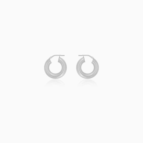 Sterling Silver Hoop Earrings with a Rounded Profile