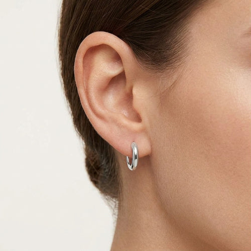 Sterling Silver Hoop Earrings with a Rounded Profile