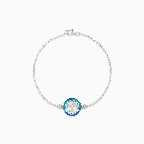 Lebensbaum-Armband aus Sterlingsilber mit Kette