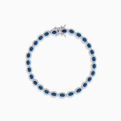 Halo-Silber-Armband mit Saphir