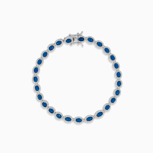 Halo-Silber-Armband mit Saphir