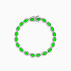 Pulsera halo de plata con esmeralda talla ovalada