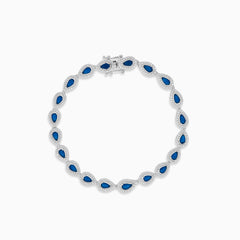Halo-Sterlingsilber-Armband mit Saphir