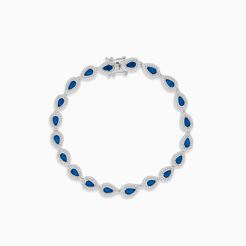 Halo-Sterlingsilber-Armband mit Saphir