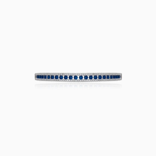 Sterling silver bangle with sapphire accents