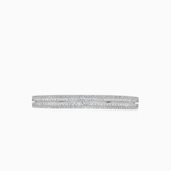 Princess and round cut cubic zirconia silver bangle