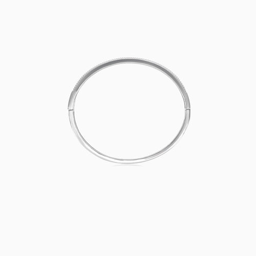 Pulsera rígida de plata con circonitas cúbicas de corte redondo y princesa