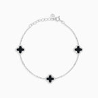 Bracelet en argent sterling avec trèfles en onyx