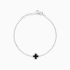 Bracelet en argent sterling avec trèfle en onyx
