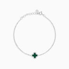Pulsera de plata de ley con trébol de ágata verde