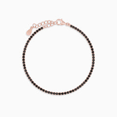 Rose Gold Plated Sterling Silver Onyx Tennis Bracelet
