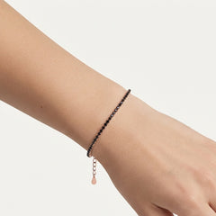Rose Gold Plated Sterling Silver Onyx Tennis Bracelet