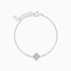 Sterling Silver Clover Cubic Zirconia Bracelet