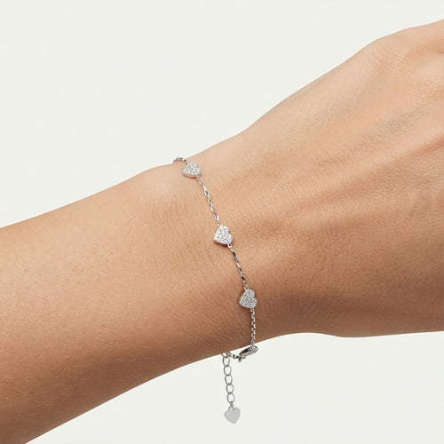 Sterling Silver Pavé Heart Bracelet