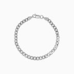 Men’s Sterling Silver Bracelet with Flat Curb Links