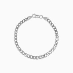 Men’s Sterling Silver Bracelet with Flat Curb Links