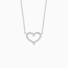 Sterling Silber Herz Halskette mit Zirkonia