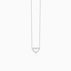 Sterling Silber Herz Halskette mit Zirkonia