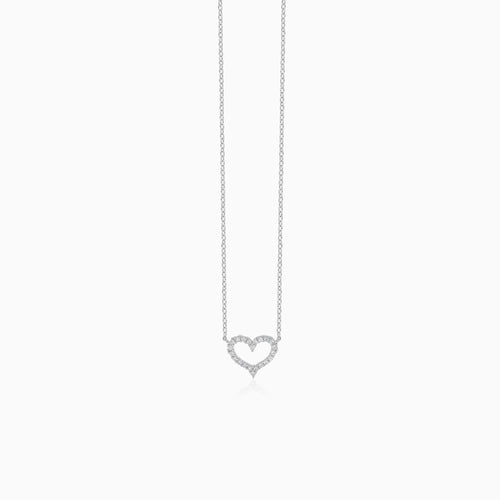Sterling Silber Herz Halskette mit Zirkonia