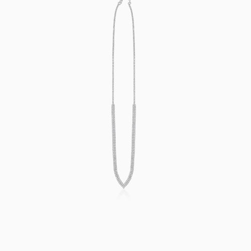 Tennis-Halskette aus Sterlingsilber mit V-Design