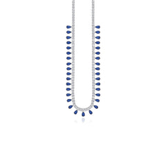 Sterling-Silber Halskette mit Birnen-Saphir und Zirkonia