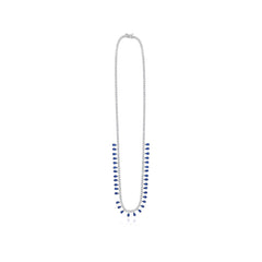 Sterling-Silber Halskette mit Birnen-Saphir und Zirkonia