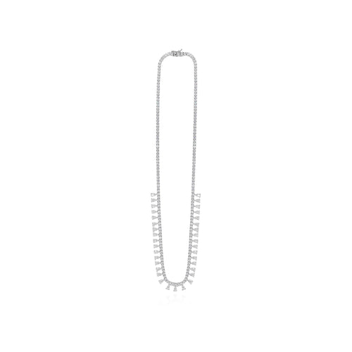 Sterling-Silber Halskette mit Birnen- und runden Zirkonia