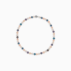 Sterling silver necklace with colorful pearls