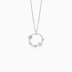 Sterling-Silber Halskette mit runder und Blumen-Perle