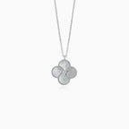 Sterling Silber Kleeblatt-Halskette mit Perle