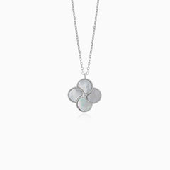 Sterling Silber Kleeblatt-Halskette mit Perle