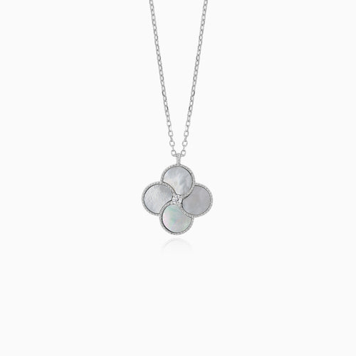 Sterling Silber Kleeblatt-Halskette mit Perle