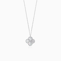 Sterling Silber Kleeblatt-Halskette mit Perle