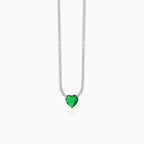 Sterling-Silber Halskette mit Herz-Smaragd