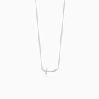 Sterling-Silber-Halskette mit gebogenem Kreuz