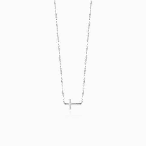 Halskette mit poliertem Kreuz aus Sterlingsilber