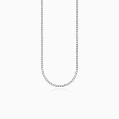 Sterling Silver 2mm Round Cubic Zirconia Tennis Necklace