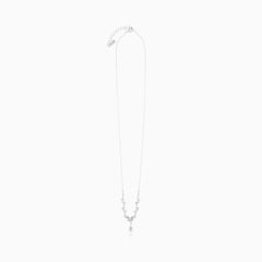 Sterling Silver Cubic Zirconia Floral Drop Necklace