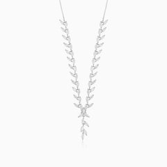 Sterling Silver Marquise Cubic Zirconia Y Necklace
