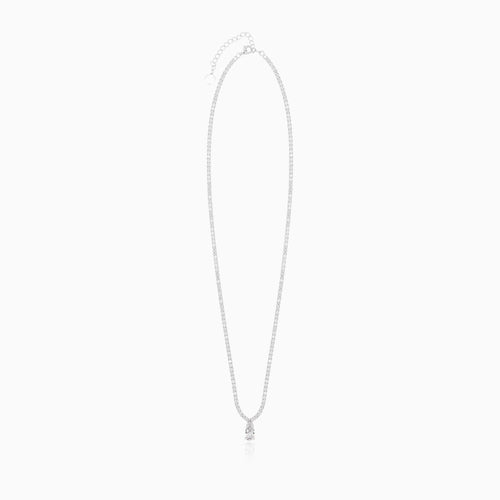 Sterling Silver Pear Drop Tennis Necklace
