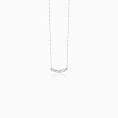 Sterling Silver Curved Cluster Necklace