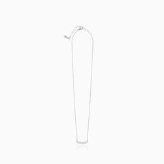 Sterling Silver Curved Cluster Necklace