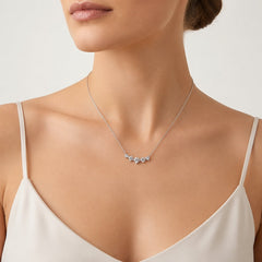 Sterling Silver Cluster Cubic Zirconia Necklace
