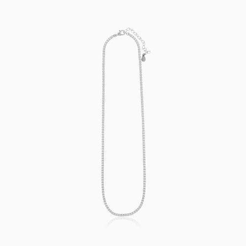 Sterling Silver Round Cubic Zirconia Tennis Necklace