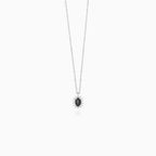 Sterling Silver Oval Onyx Halo Necklace