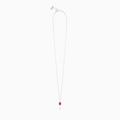 Sterling Silver Ruby Halo Necklace