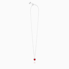 Sterling Silver Heart Ruby Halo Necklace