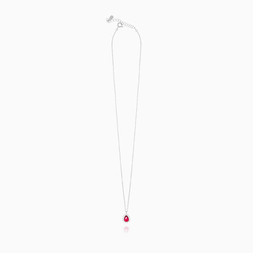 Sterling Silver Pear Ruby Necklace