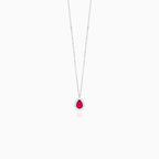 Sterling Silver Pear Ruby Necklace